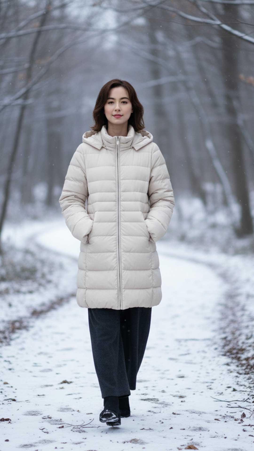 フード付ストレッチダウンコート