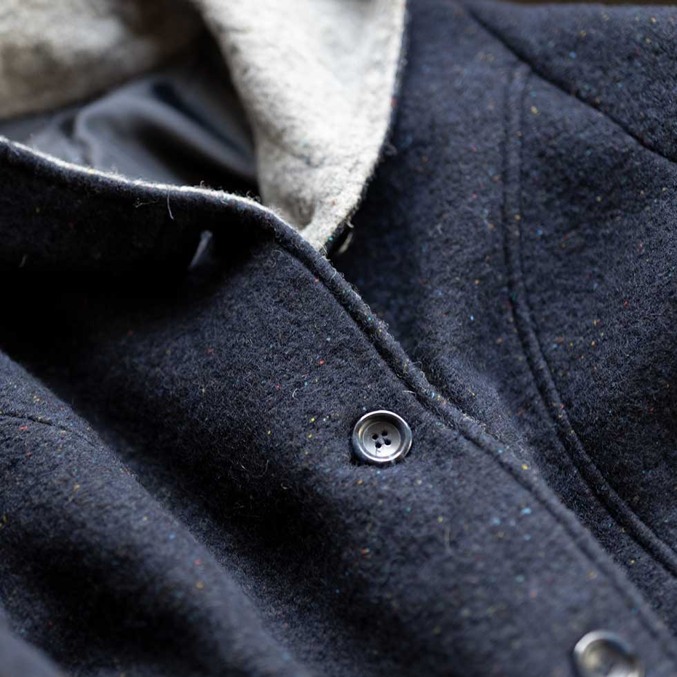 フード付カラーネップウール混コート