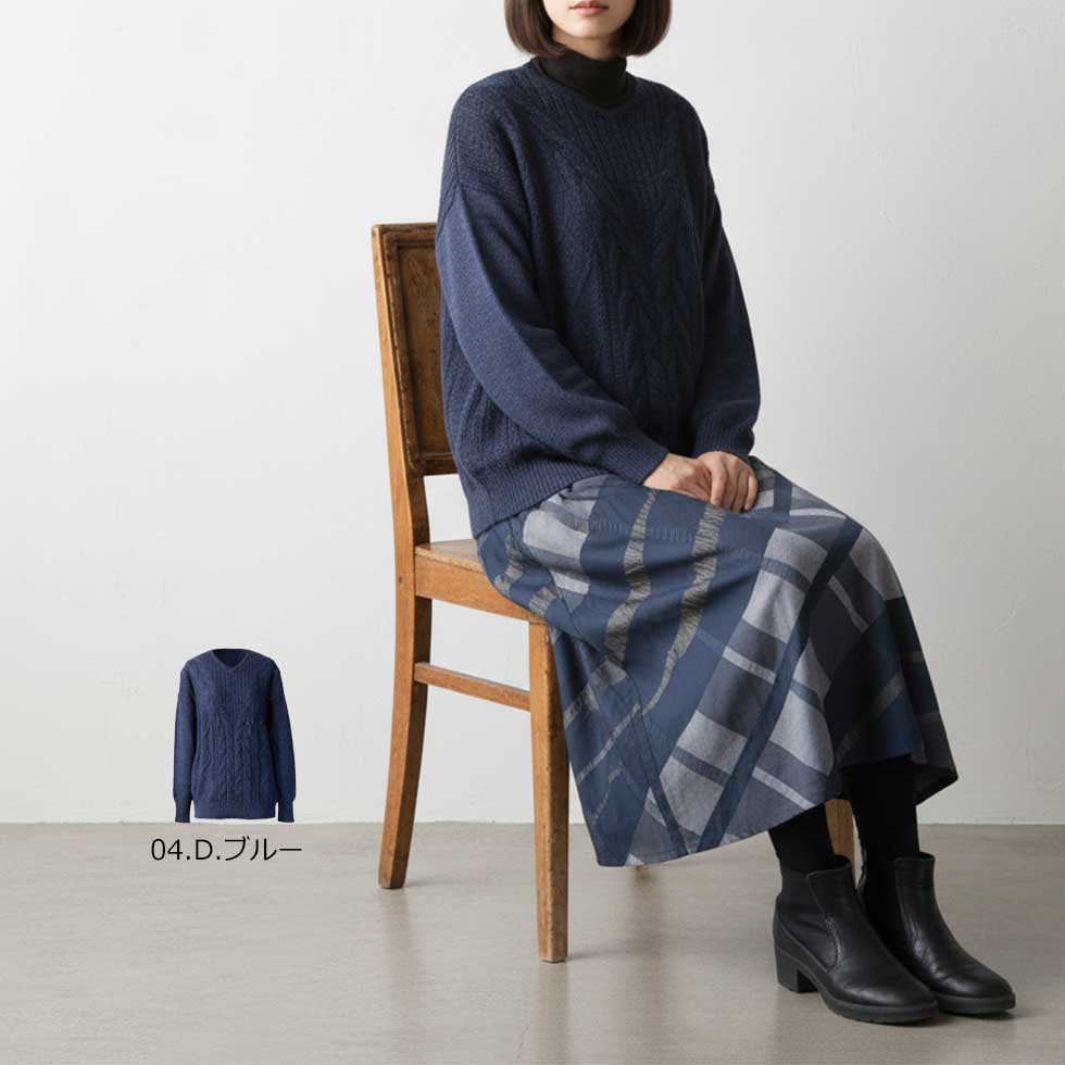 ベビーリャマ100%Vネックプルオーバー 05